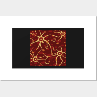 neural network - red and yellow pattern Posters and Art